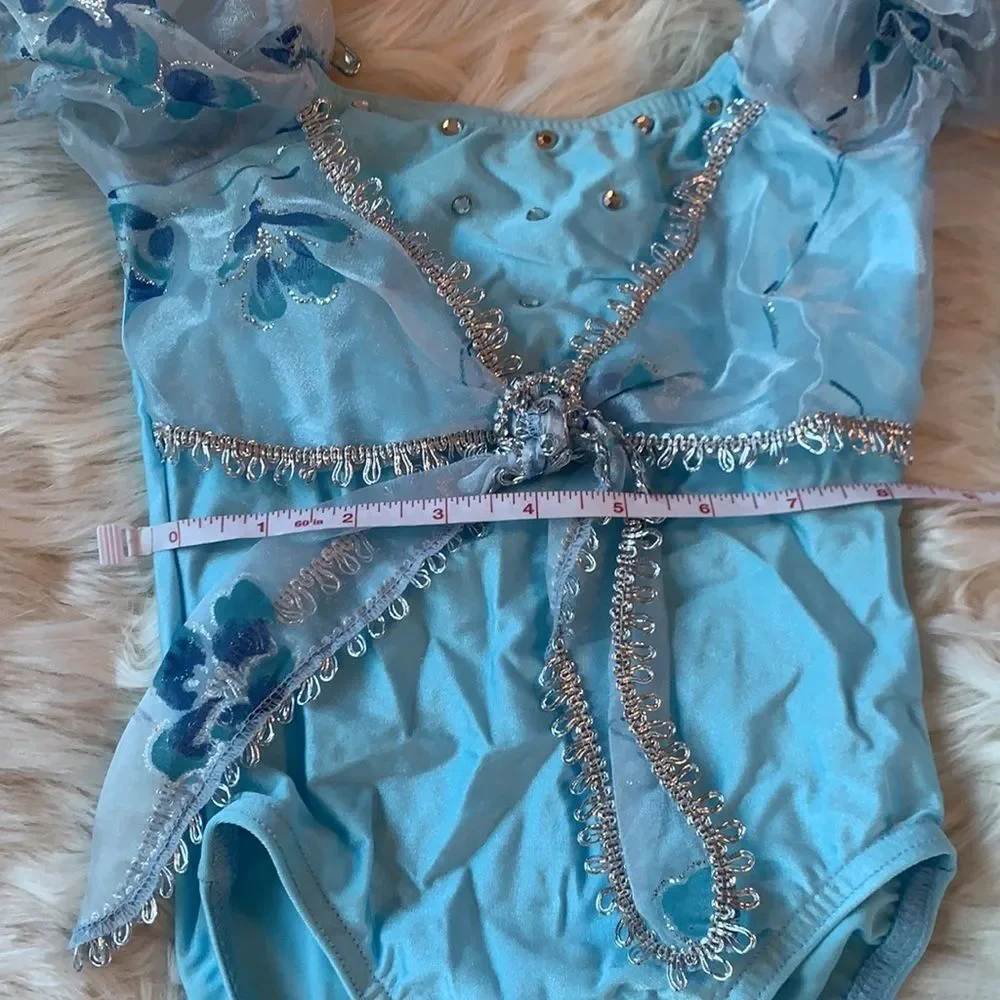Blue and silver leotard and tulle ballet princess skirt child small halloween